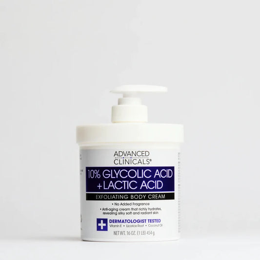 ADVANCED CLINICALS 10% Glycolic Acid Lactic Acid Body Cream مرطب بالكلايكوليك اسد واللاكتيك اسد من ادفانسد كلينيكالز