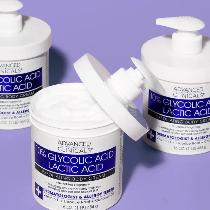 ADVANCED CLINICALS 10% Glycolic Acid Lactic Acid Body Cream مرطب بالكلايكوليك اسد واللاكتيك اسد من ادفانسد كلينيكالز