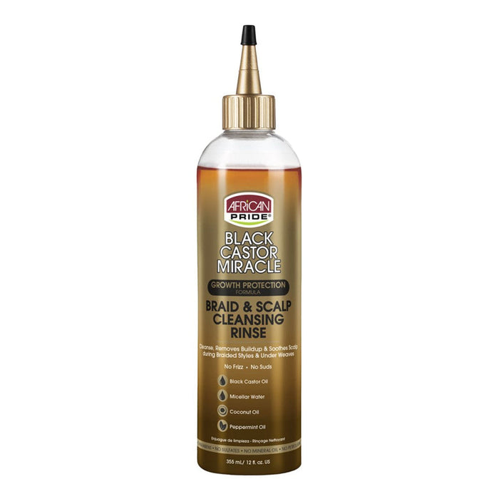 AFRICAN PRIDE Black Castor Miracle Braid & Scalp Cleansing Rinse (12oz)