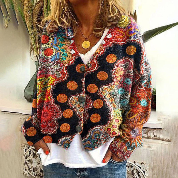 Ailish boho patterned cardigan in vibrant floral and striped prints with a relaxed fit