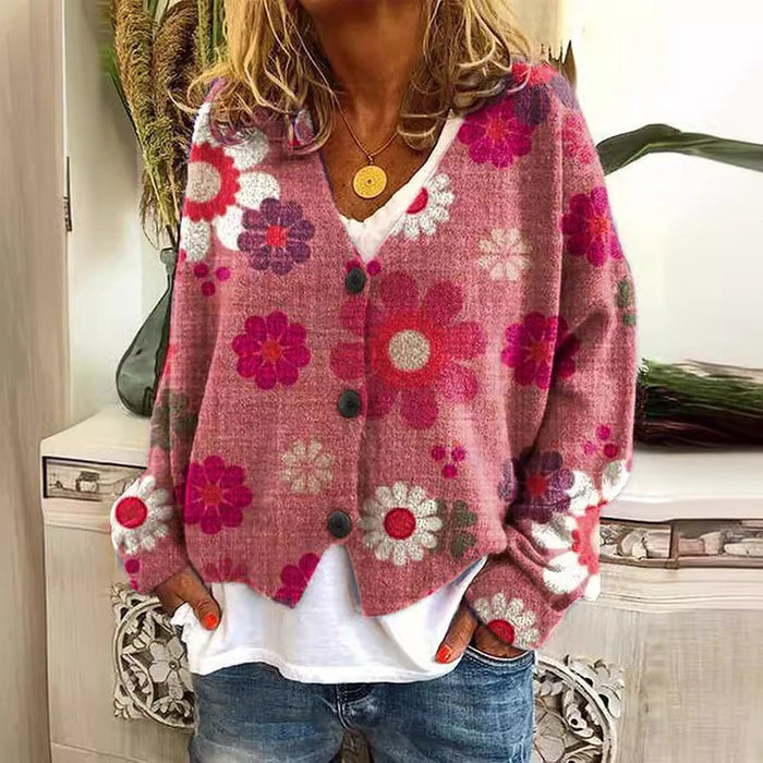 Ailish boho patterned cardigan in vibrant floral and striped prints with a relaxed fit