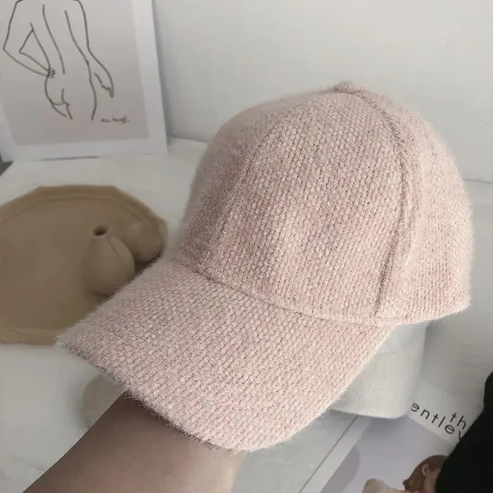 Alissa minimalist baseball cap with adjustable back strap in white, pink, black and khaki
