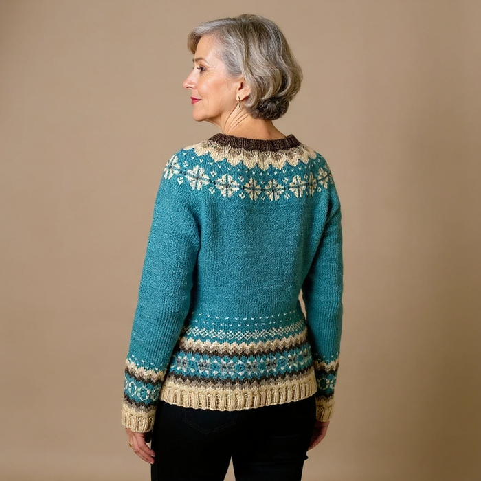 Allaira patterned Icelandic-inspired knit cardigan for women