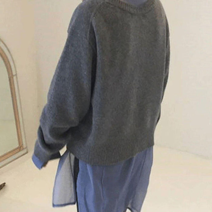 Alycia asymmetric button cardigan in a relaxed fit, shown in a neutral color