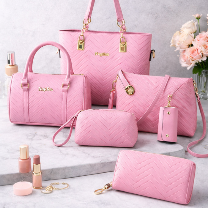 Amanda | Classic 6-Piece PU Leather Tote & Crossbody Bag Set