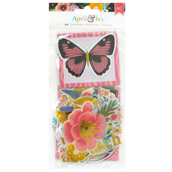 American Crafts - Ephemera Die-Cuts 66/Pkg - Icons, Gold Foil - April And Ivy. Introducing April and Ivy by American Crafts- a paper collection that effortlessly combines vintage allure, eclectic flair, and vibrant energy. Available at Embellish Away located in Bowmanville Ontario Canada.