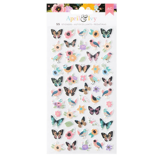American Crafts - Thickers Stickers - Puffy Stickers - 55/Pkg - April & Ivy. Introducing April and Ivy by American Crafts- a paper collection that effortlessly combines vintage allure, eclectic flair, and vibrant energy. Available at Embellish Away located in Bowmanville Ontario Canada.