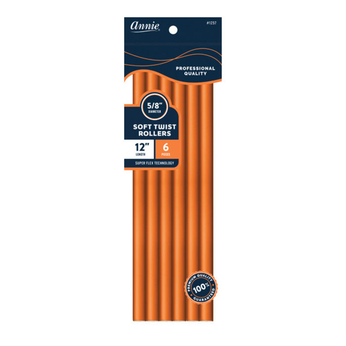Annie Soft Twist Hair Rollers 5/8 Inch, 6 Count, Orange