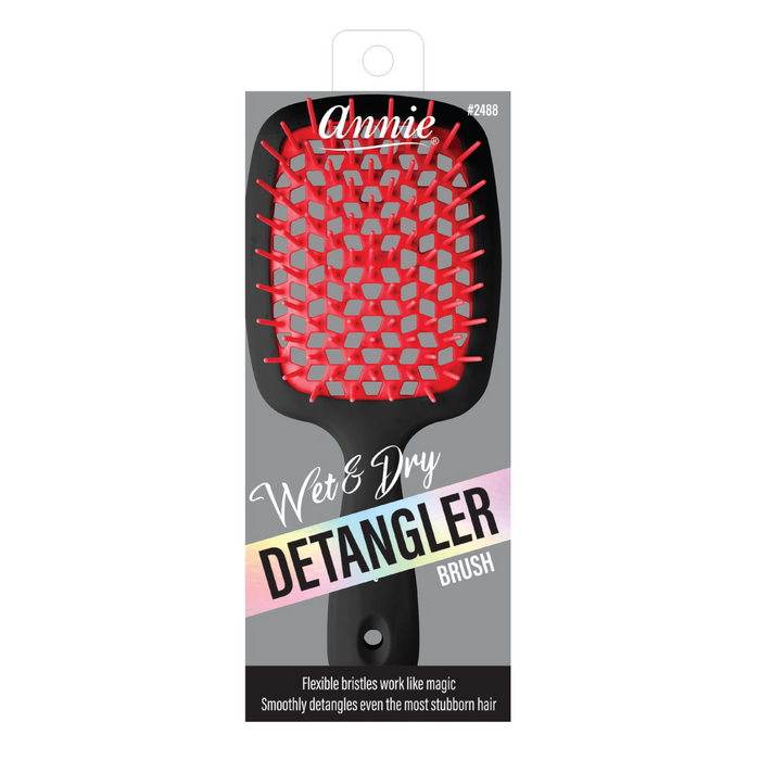 Annie Wet & Dry Detangler Brush, 1 Count, Assorted Black