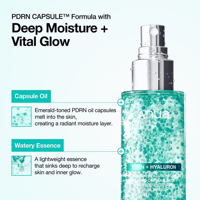 Anua PDRN Hyaluronic Acid Hydrating Capsule Mist 100ml رذاذ كبسولات أنوا بي دي آر إن المرطبة بحمض الهيالورونيك - Princess Cosmetics Qatar