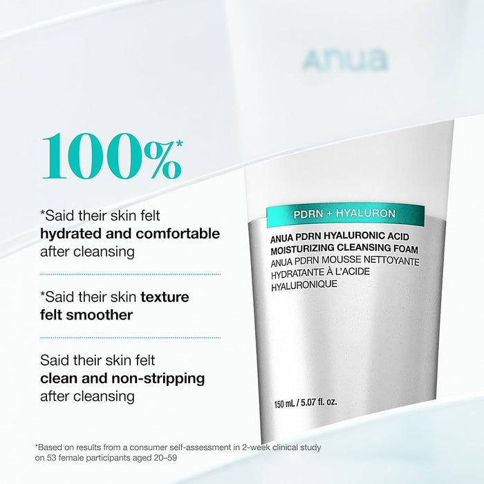 Anua PDRN Hyaluronic Acid Moisturizing Cleansing Foam 150ml غسول رغوي مرطب بحمض الهيالورونيك من أنوا بي دي آر إن - Princess Cosmetics Qatar