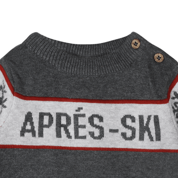 Charcoal Apres Ski Baby Knit Wordy Pullover, Detail