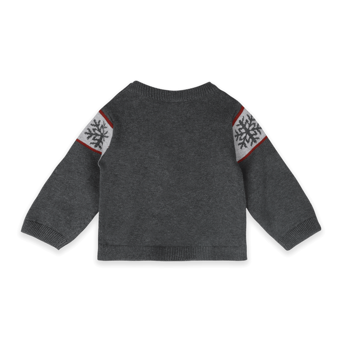 Charcoal Apres Ski Baby Knit Wordy Pullover, Back