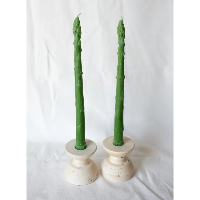 Asparagus Beeswax Taper Candles Set of 2
