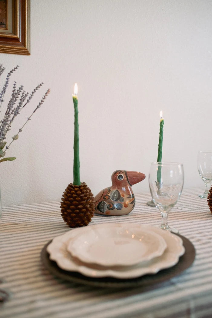 Asparagus Beeswax Taper Candles Set of 2