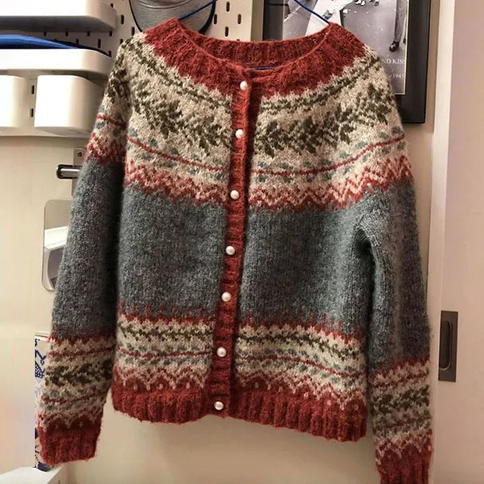 Atasha handmade-style patterned women's cardigan in a cozy knit