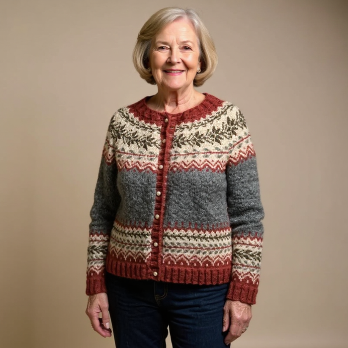 Atasha handmade-style patterned women's cardigan in a cozy knit