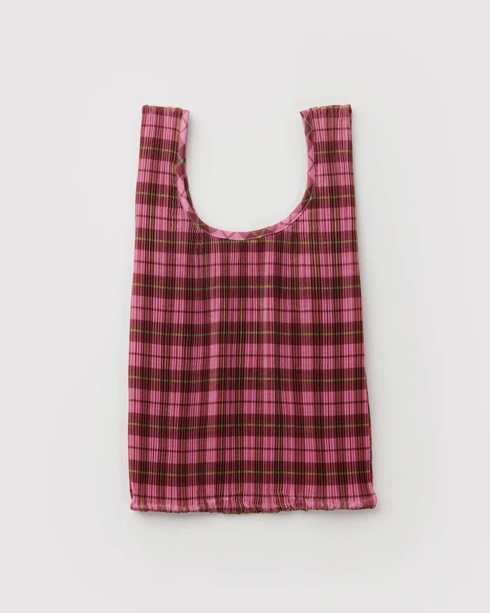 Azalea Pink Tartan Pleated Baggu