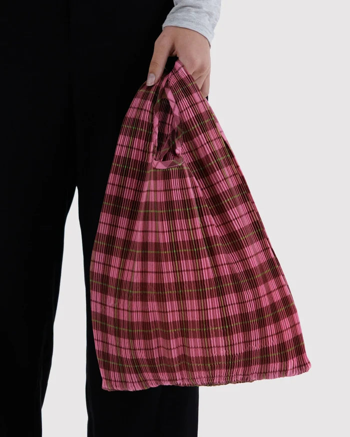 Azalea Pink Tartan Pleated Baggu
