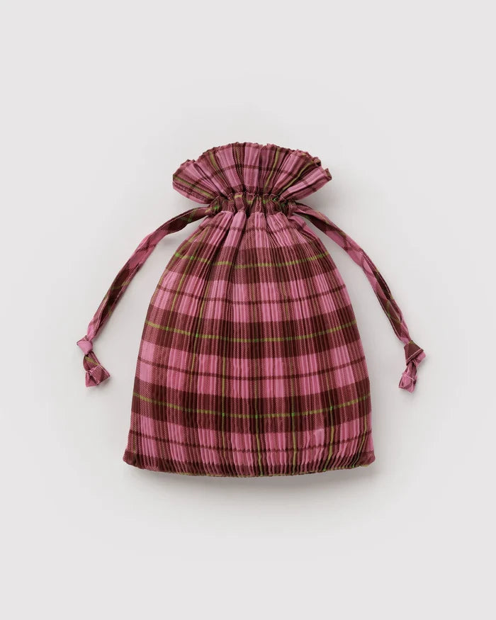 Azalea Pink Tartan Pleated Baggu
