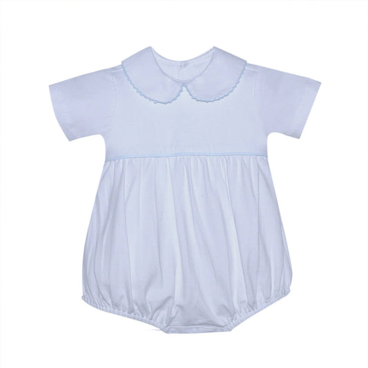 Baby Sen Brady White Bubble w/ Blue Picot Edge