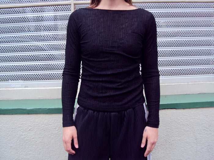 Black Flower Low Back Top