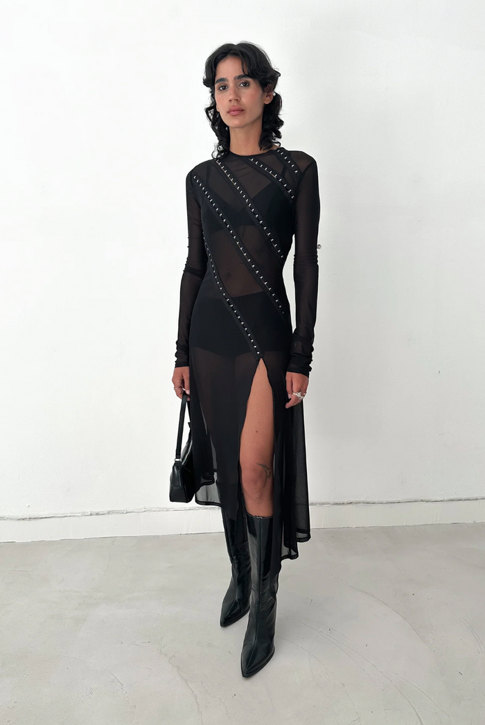 Black Rue Sheer Mesh Dress