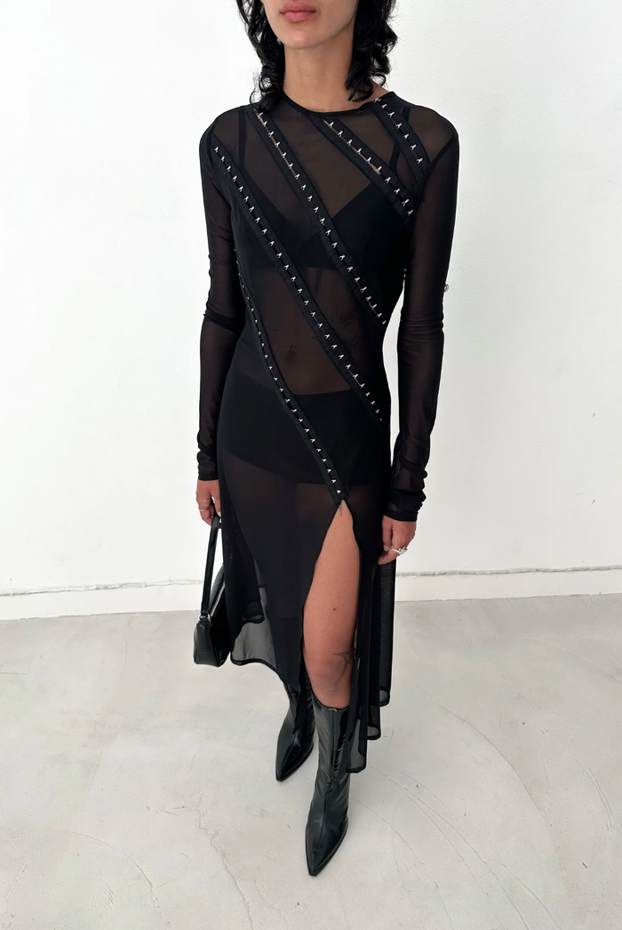 Black Rue Sheer Mesh Dress