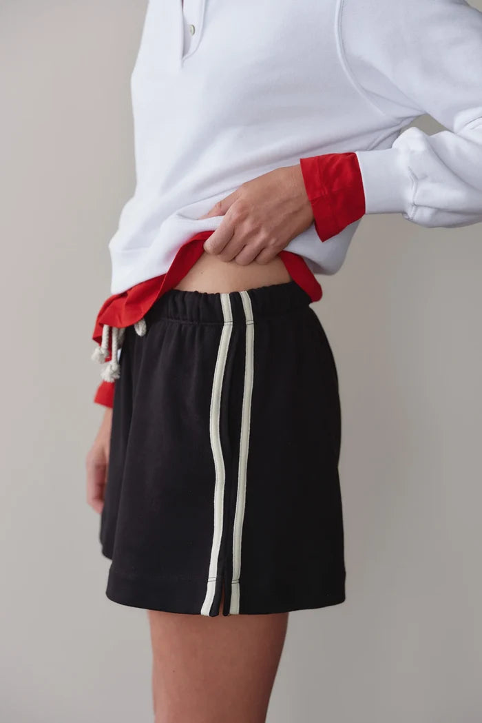Black Stripe Eco-Terry Shorts