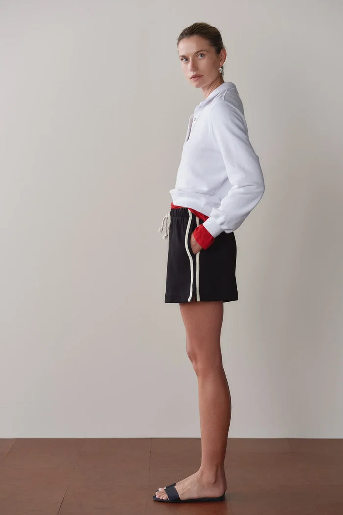 Black Stripe Eco-Terry Shorts