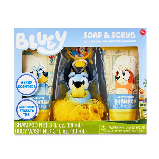 BLUEY Soap & Scrub Bathtscrubby Hook Shampoo & Body Wash بكج الاستحمام للعناية بالجسم للاطفال من بلوي