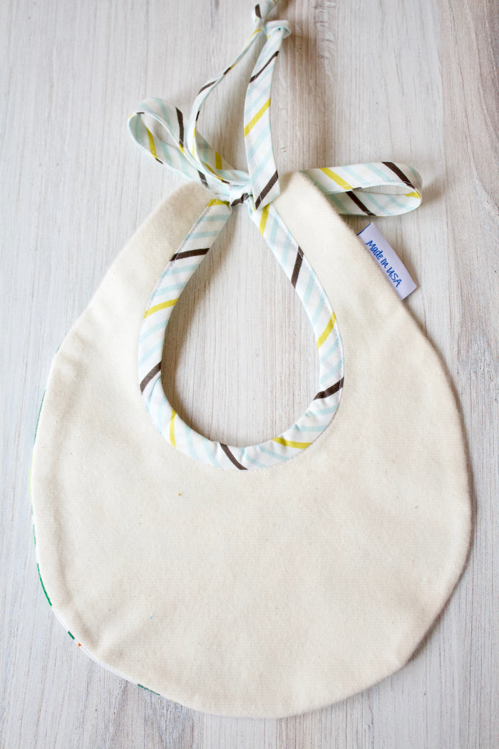 Bobby the Frog Bib-The Blue Peony-Animal_Frog,Category_Bib,Color_Blue,Color_Green,Department_Organic Baby,Material_Organic Cotton,Pattern_Ed Emberley's Animals,Theme_Animal