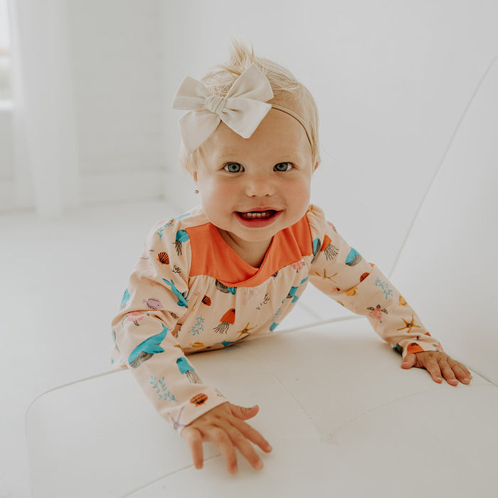 Bora Bora Wrap Neck Baby Girl Jumpsuit Romper (Organic Cotton)