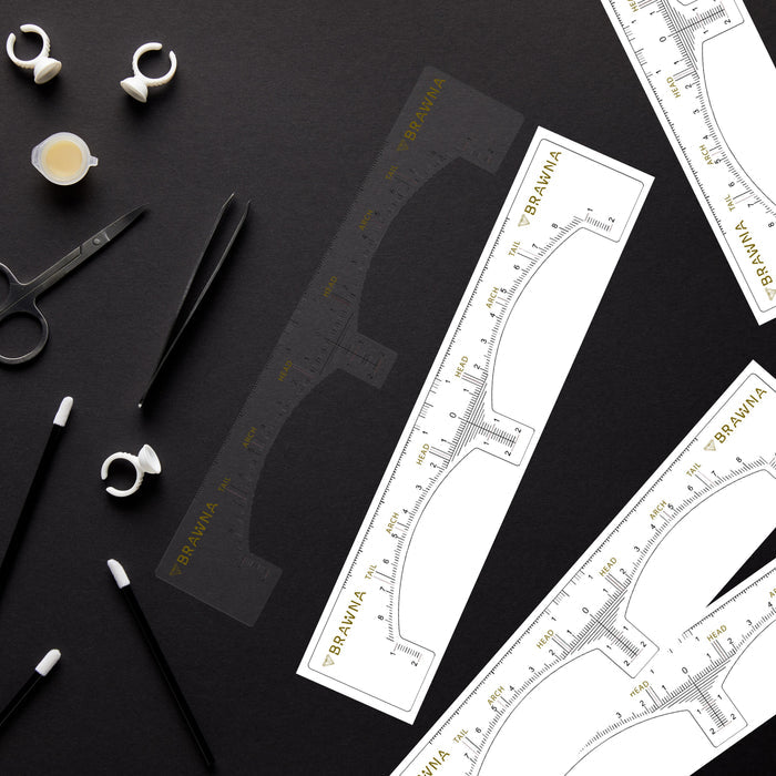 Brawna - Eyebrow Ruler Stencil - 100 Pcs Clear Adhesive Eyebrow Shaping