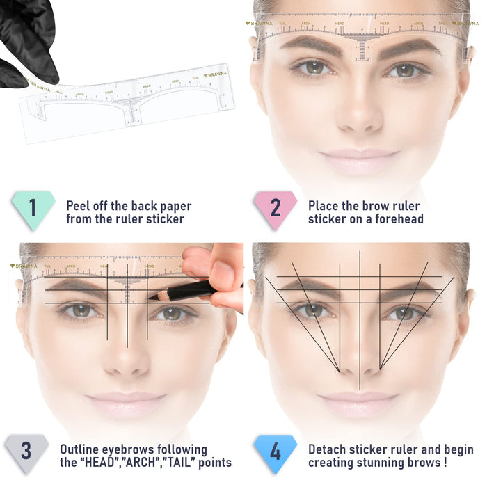 Brawna - Eyebrow Ruler Stickers- 50 pack