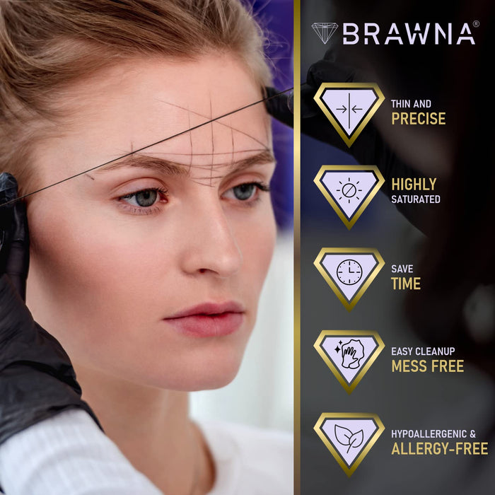 Brawna - Pre Inked Mapping String for Eyebrow Measuring - Black