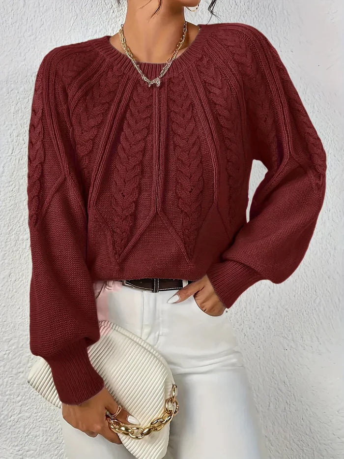 Briona classic comfort sweater shown in a soft knit, available in several colors