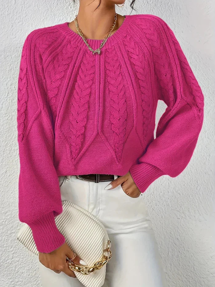 Briona classic comfort sweater shown in a soft knit, available in several colors