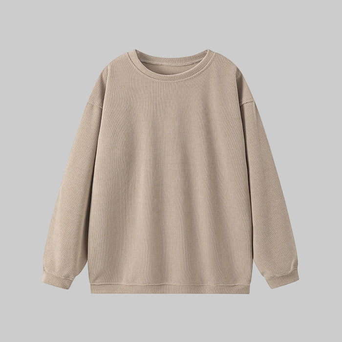 Britley cozy round neck long sleeve sweatshirt shown in a soft solid color