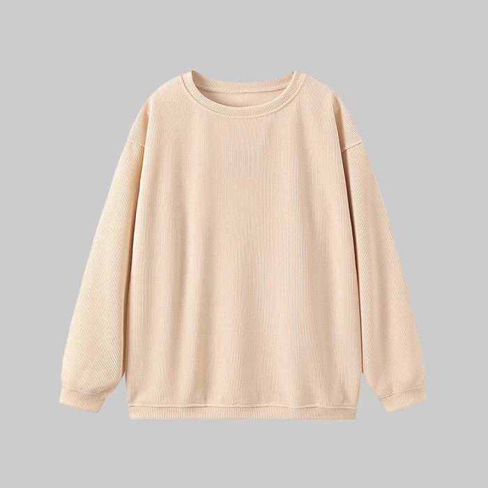 Britley cozy round neck long sleeve sweatshirt shown in a soft solid color