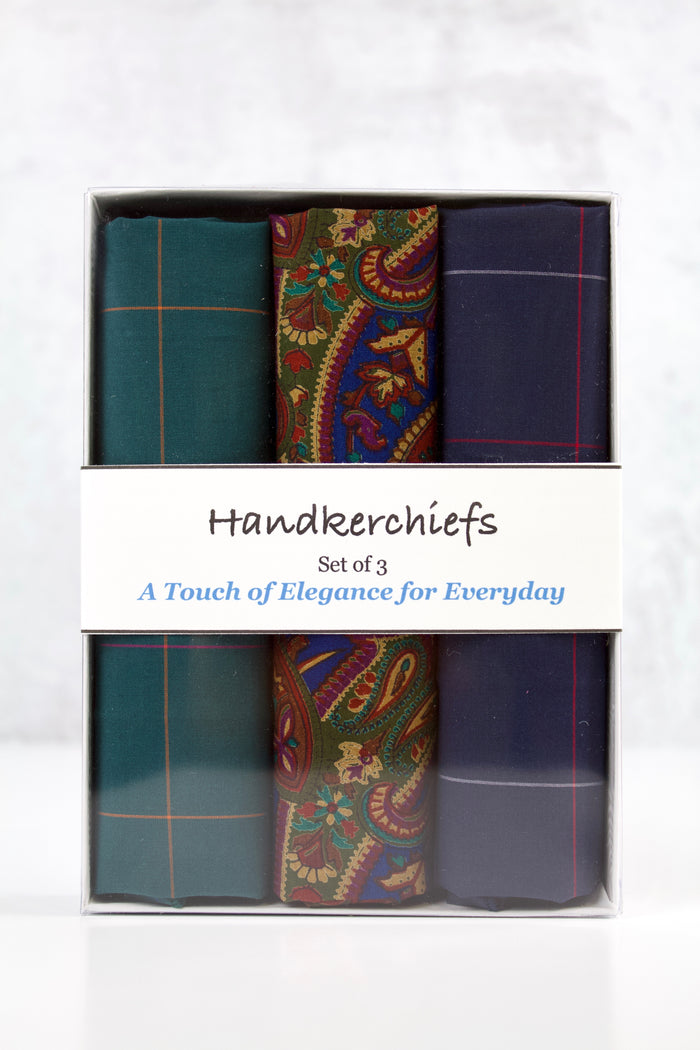 Brooks Handkerchief Set-The Blue Peony-Cotton,Handkerchief