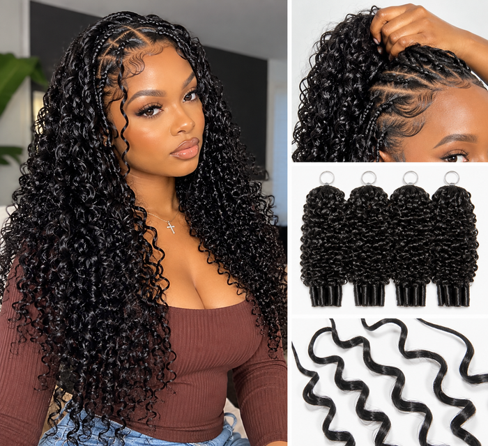 Burmese Curly Crochet Human Hair Natural Black 16"