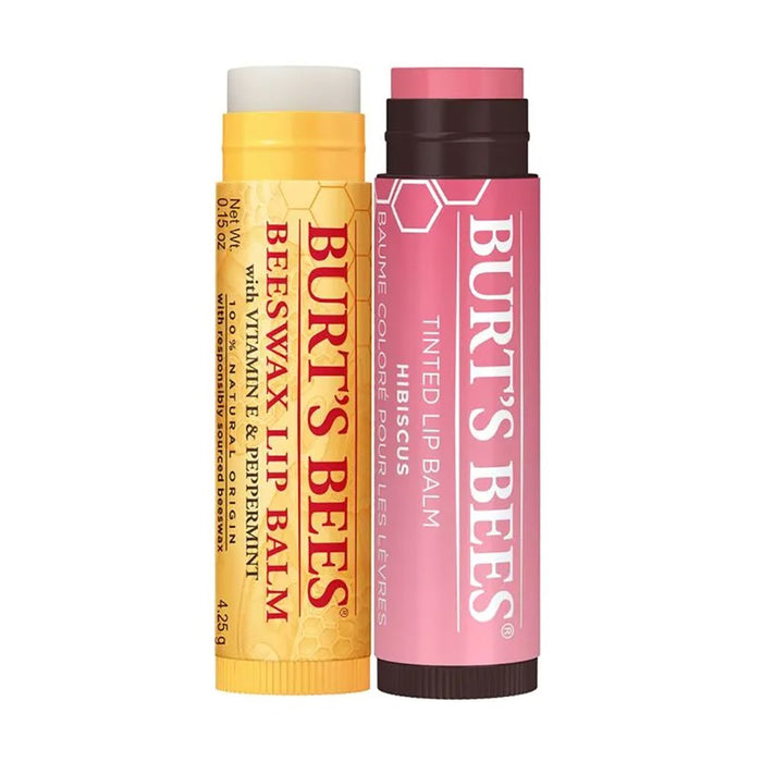 Burt's Bees Beeswax Lip Balm & Hibiscus Tinted Lip Balm Duo