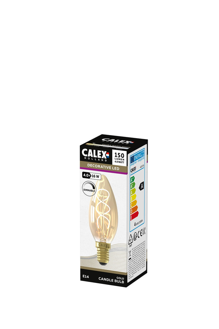 Calex Filament LED Lamp - E14 - B35 - Gold - 4W - Dimmable