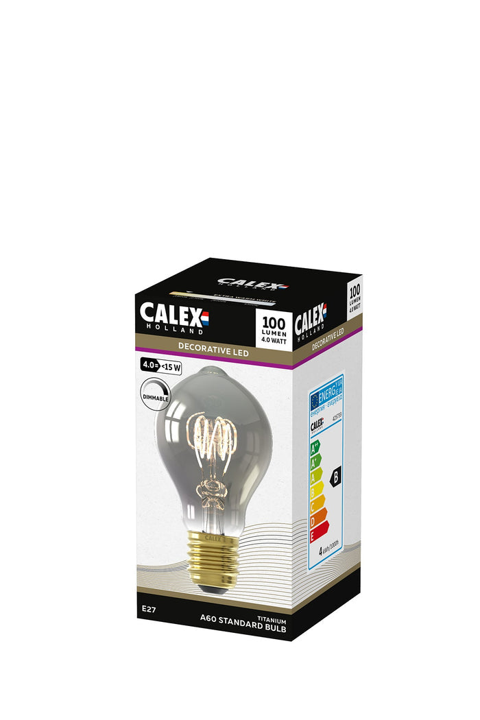 Calex Filament LED Lamp - E27 - A60 - Titanium - 4W - Dimmable
