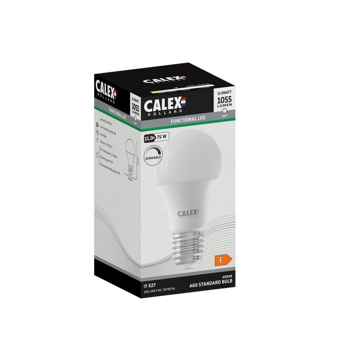 Calex SMD LED Lamp - E27 - A60 - White - 11W - Dimmable
