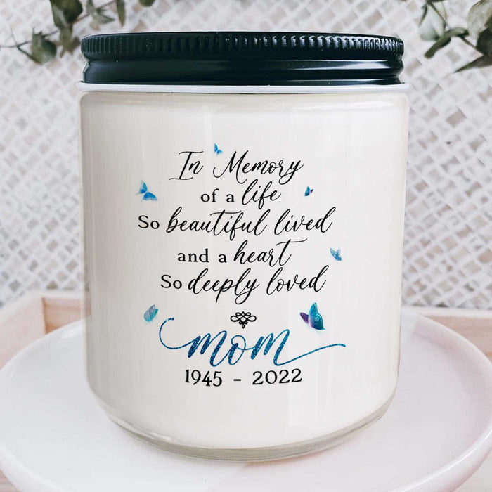 Candle Memorial For Loss Of Mother, Personalized Memorial Candle Mothers Day Gift, Sympathy Candle
