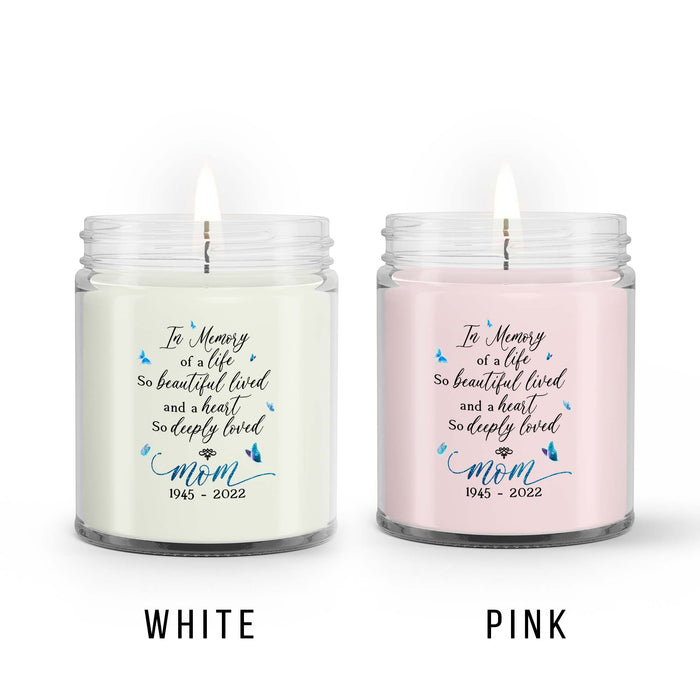 Candle Memorial For Loss Of Mother, Personalized Memorial Candle Mothers Day Gift, Sympathy Candle