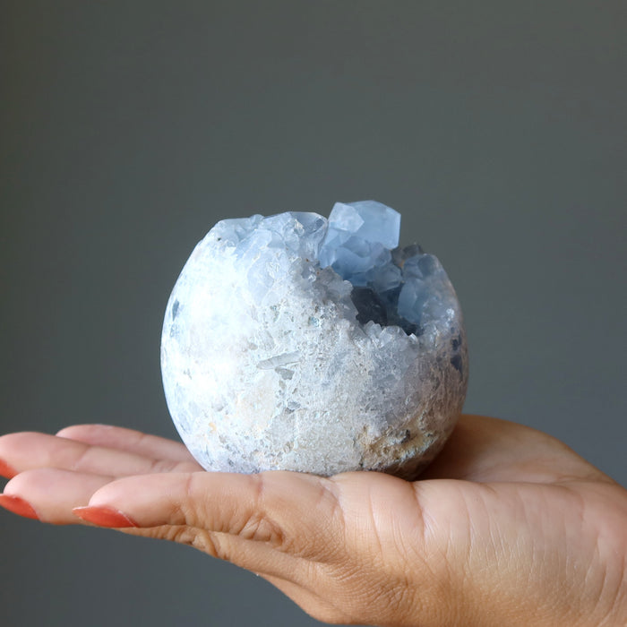 blue celestite geode ball