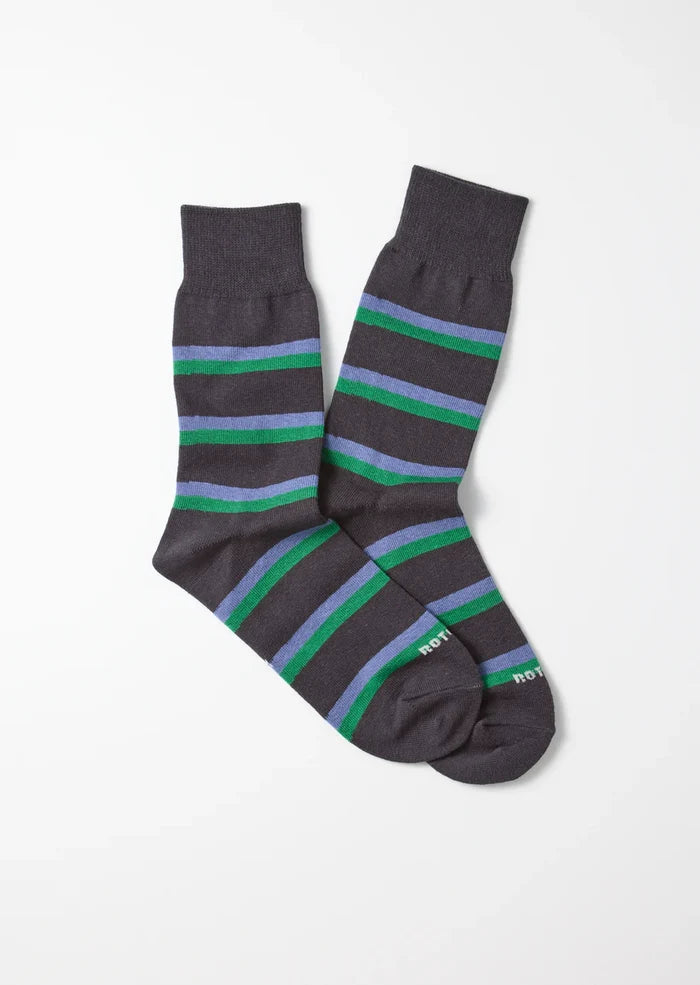 Charcoal Rugby Stripe Socks